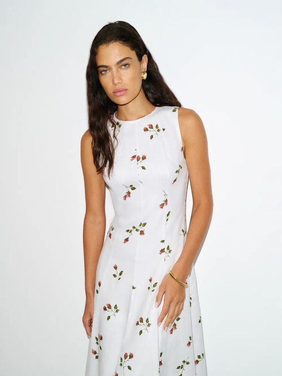 Reformation Dresses & Skirts - NEW Reformation Cecilia Linen Maxi Dress Floating Rose White Floral | US 4 UK 8